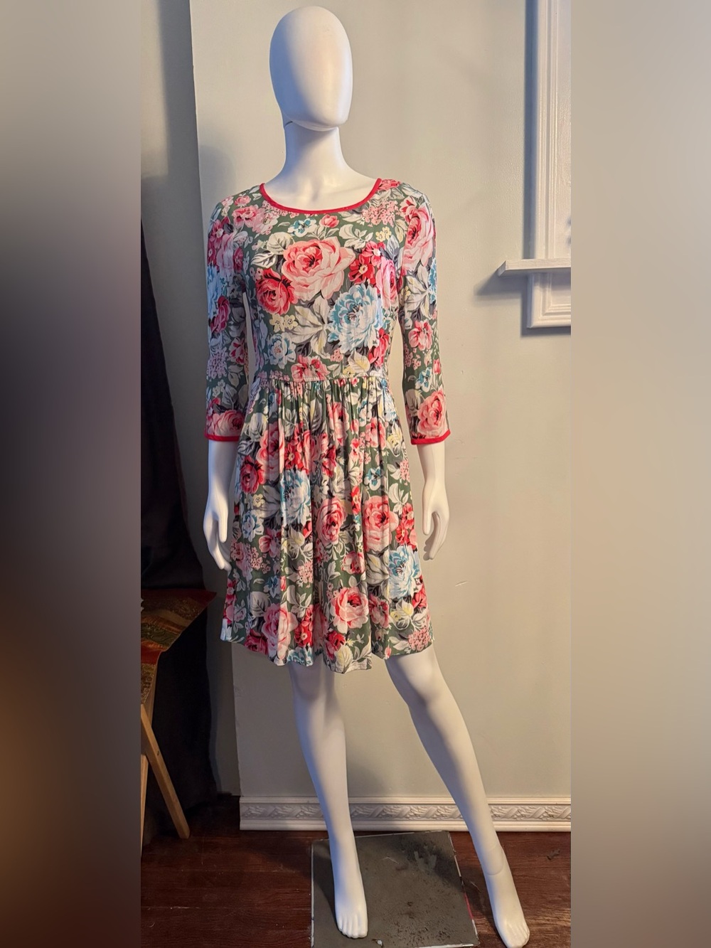 Cath Kidston Floral Midi Dress in Pink, Green & Blue